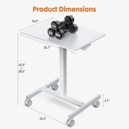 Sweetcrispy Small Mobile Rolling Standing Desk Rolling Desk Laptop Computer Cart for Home