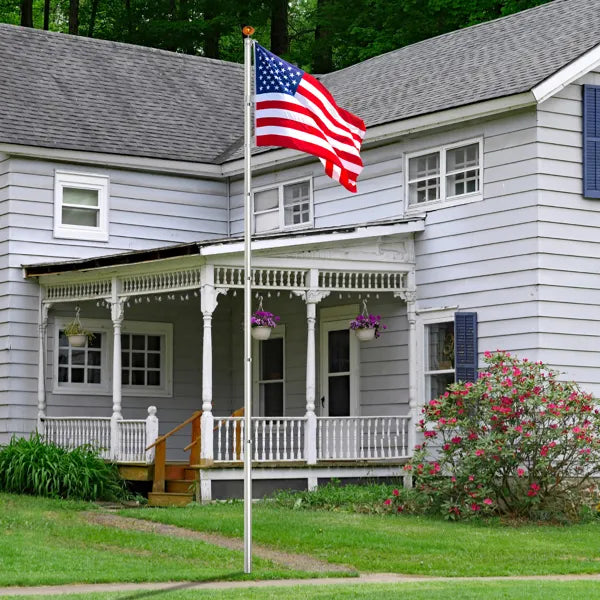 Telescopic Flag Pole Kit, 20FT Height Adjustable Heavy Duty Aluminum Flagpoles with 5x3 US Flag & Golden Ball Topper for Yard House Ground Residential Commercial