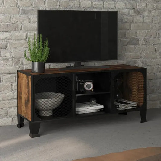 TV Stand Rustic Brown 41.3"x14.2"x18.5" Metal and MDF