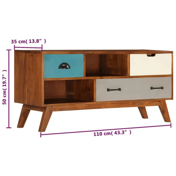 TV Stand with 3 Drawers 43.3"x13.8"x19.7" Solid Wood Acacia