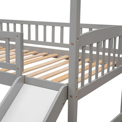 Twin Loft Bed with Slide;  House Bed with Slide