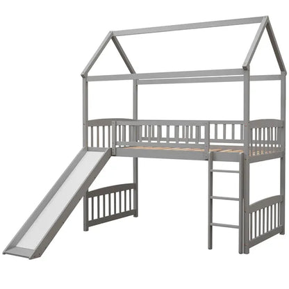 Twin Loft Bed with Slide;  House Bed with Slide