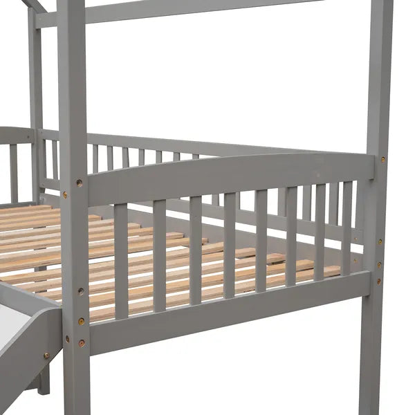 Twin Loft Bed with Slide;  House Bed with Slide