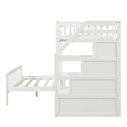 Twin over Full Loft Bed with Staircase,Gray