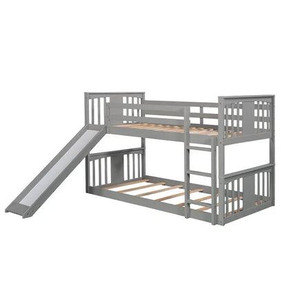 Twin Over Twin Bunk Bed with Slide and Ladder