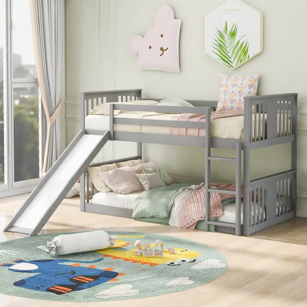 Twin Over Twin Bunk Bed with Slide and Ladder