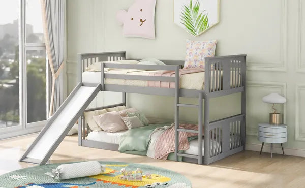 Twin Over Twin Bunk Bed with Slide and Ladder