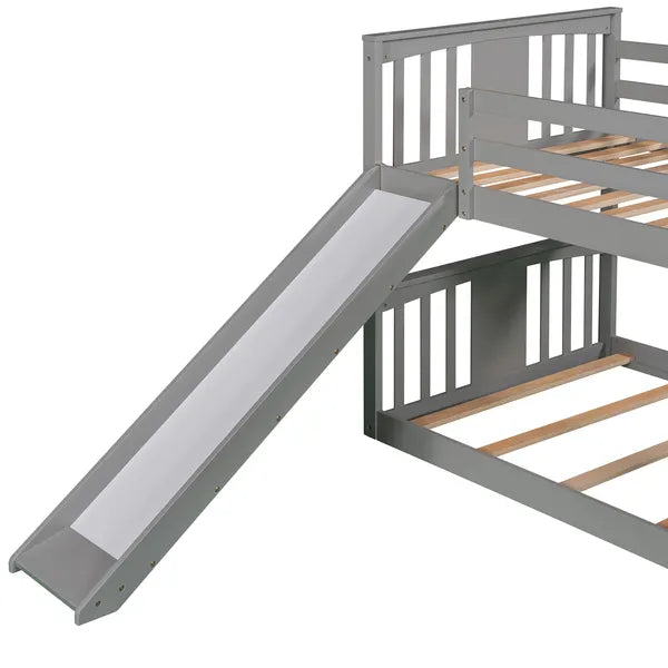 Twin Over Twin Bunk Bed with Slide and Ladder