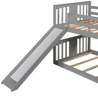 Twin Over Twin Bunk Bed with Slide and Ladder