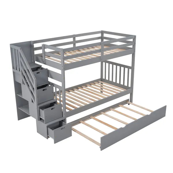 Twin over Twin/Full Bunk Bed with Twin Size Trundle