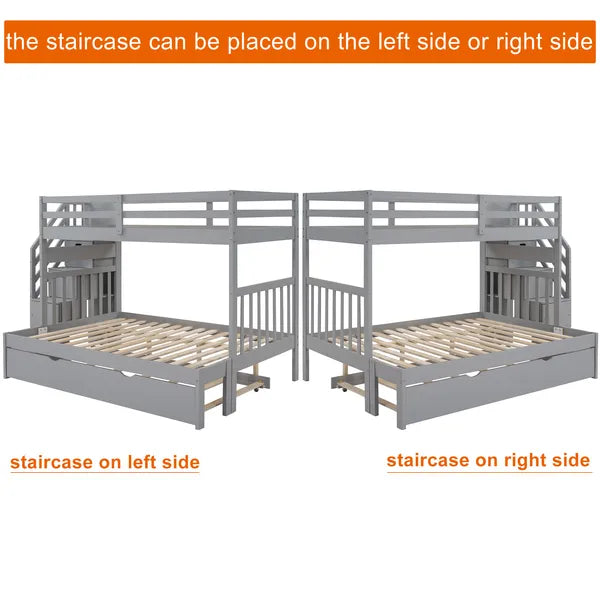 Twin over Twin/Full Bunk Bed with Twin Size Trundle