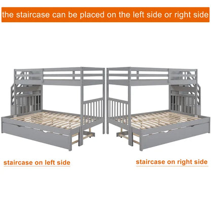 Twin over Twin/Full Bunk Bed with Twin Size Trundle