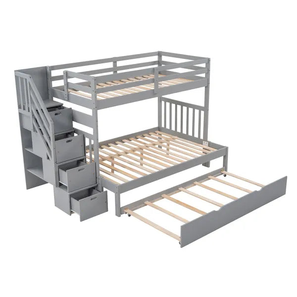 Twin over Twin/Full Bunk Bed with Twin Size Trundle