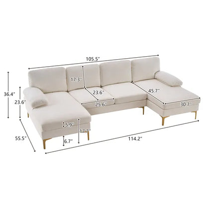 U-Shaped 4-Seat Indoor Modular Sofa Creamy-White