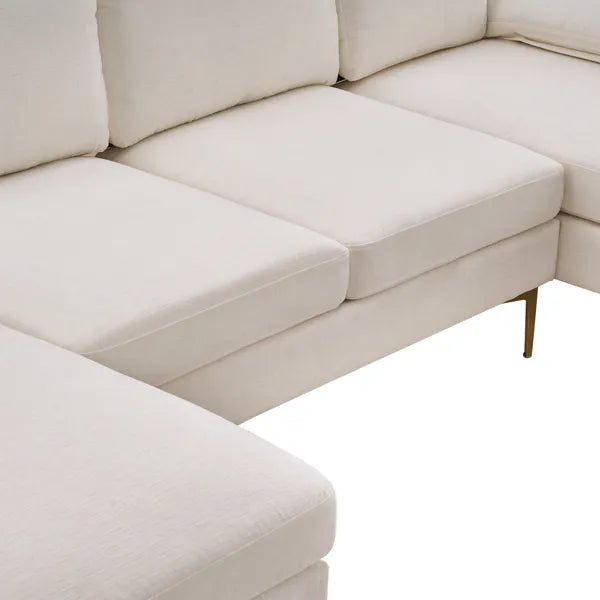 U-Shaped 4-Seat Indoor Modular Sofa Creamy-White