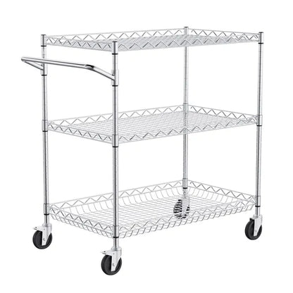 VEVOR 3-Tier Utility Cart Rolling Cart on Wheels 30"x18"x32.4" 661 LBS 6 Hooks