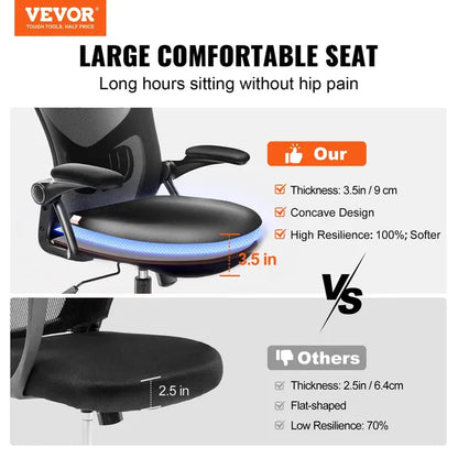 VEVOR Office Chair with Adjustable Lumbar Support, High Back Ergonomic Desk Chair with Adjustable Headrest, Ergonomic Office Chair Backrest with 2D Armrest, Computer Chair for Home, Office