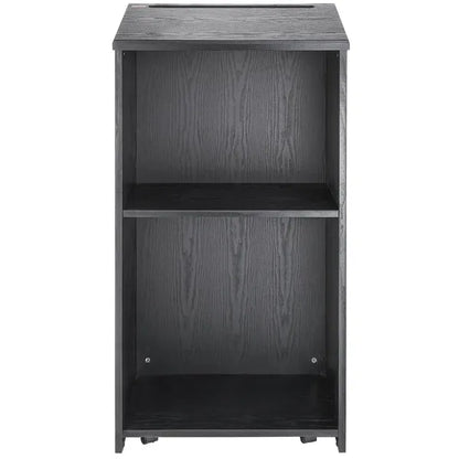 VEVOR Podium Stand, 47 in Hostess Stand with 4 Rolling Wheels, Wood Podium with Storage Shelves, and Slant Desktop, Lecterns & Podiums for Church, Office, School, Home, Black