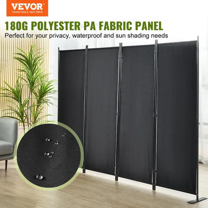 VEVOR Room Divider, 5.6 ft Room Dividers and Folding Privacy Screens (4-panel), Fabric Partition Room Dividers for Office, Bedroom, Dining Room, Study, Freestanding, Black