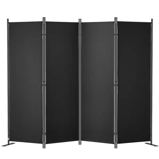 VEVOR Room Divider, 5.6 ft Room Dividers and Folding Privacy Screens (4-panel), Fabric Partition Room Dividers for Office, Bedroom, Dining Room, Study, Freestanding, Black