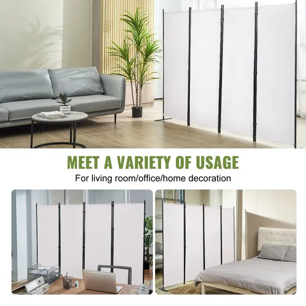 VEVOR Room Divider, 5.6 ft Room Dividers and Folding Privacy Screens (4-panel), Fabric Partition Room Dividers for Office, Bedroom, Dining Room, Study, Freestanding, White