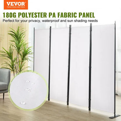 VEVOR Room Divider, 5.6 ft Room Dividers and Folding Privacy Screens (4-panel), Fabric Partition Room Dividers for Office, Bedroom, Dining Room, Study, Freestanding, White