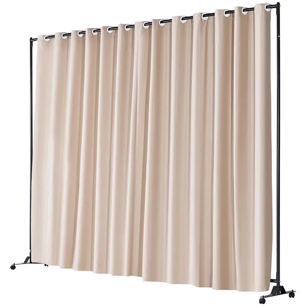 VEVOR Room Divider, 8 ft x 10 ft Portable Panel Room Divider with Wheels Curtain Divider Stand, Room Divider Privacy Screen for Office, Bedroom, Dining Room, Study, Khaki