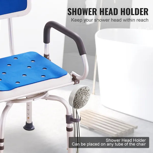 VEVOR Shower Chair 360° Swivel Bathtub Shower Seat with Pivoting Arms 400LBS