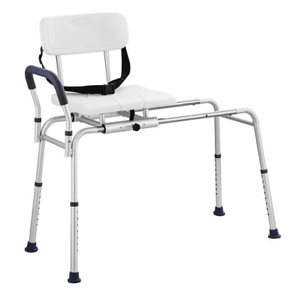 VEVOR Sliding Tub Transfer Bench Shower Chair & Cut-Out Seat Reversible Backrest