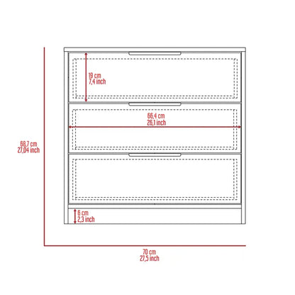 White 3-Drawer Rectangle Dresser