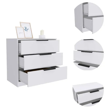 White 3-Drawer Rectangle Dresser