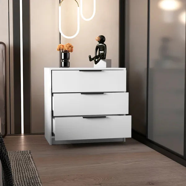 White 3-Drawer Rectangle Dresser