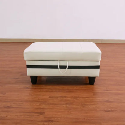 White And Black Semi PU Synthetic Leather Storage Ottoman