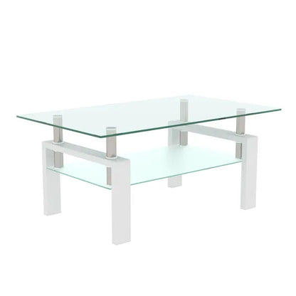 White Coffee Table, Clear Coffee Table,Modern Side Center Tables for Living Room, Living Room Furniture