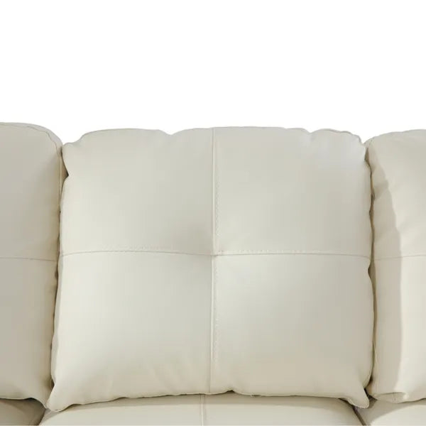 White Faux Leather 3-Piece Couch Living Room Sofa Set