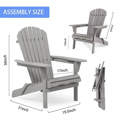 Wood Lounge Patio Chair for Garden Outdoor Wooden Folding Adirondack Chair Set of 2 Solid Cedar Wood Lounge Patio Chair for Garden, Lawn, Backyard,