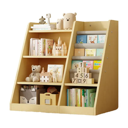 Wooden Toy Storage Organizer Cabinet Kids Bookshelf Children Bookcase Toddler Baby Sling Book Rack Adjustable Shelf for Playroom Bedroom Nursery Hallway School Kindergarten Living Roomy